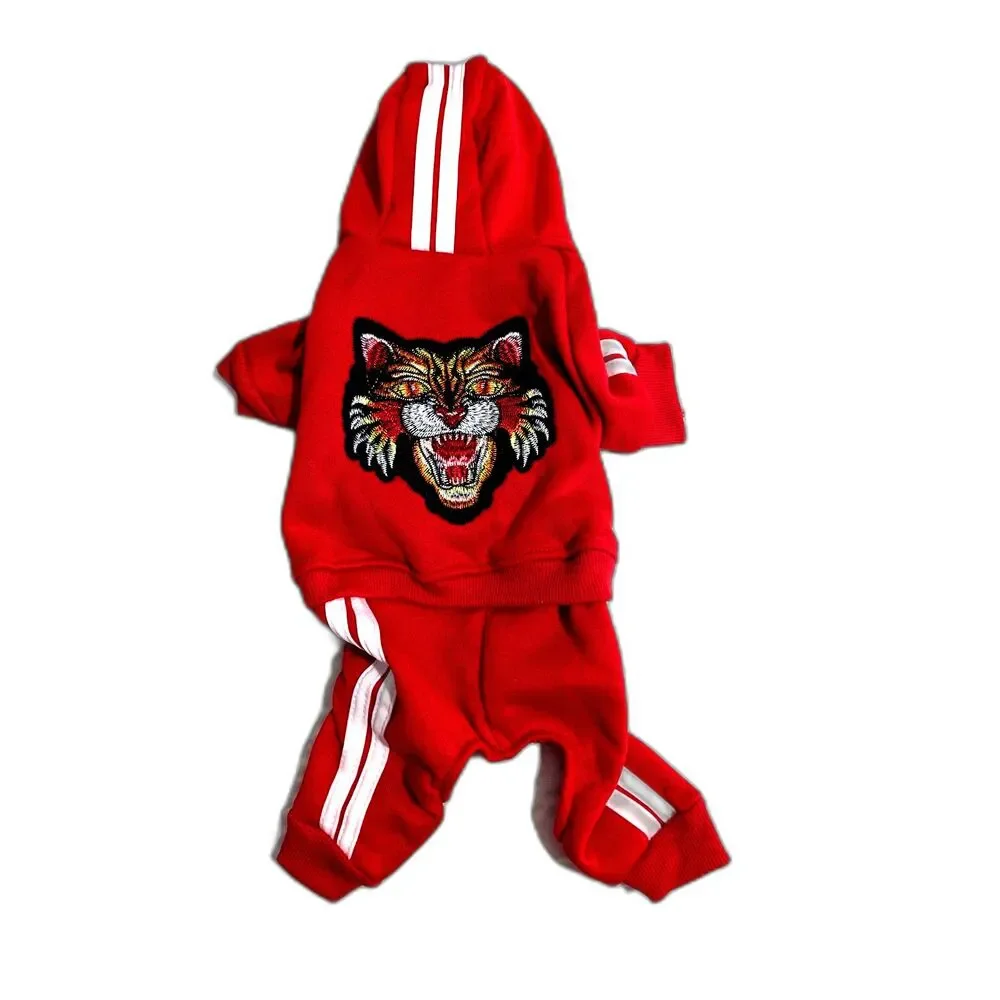 Cozy Canine Tiger Stripe Hoodie Red Size M NWOT